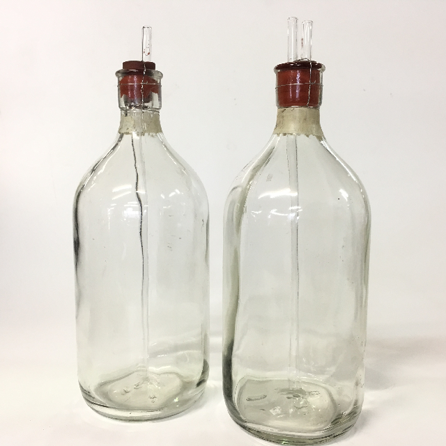 BOTTLE, Science Large Clear Glass w Stopper & Tube